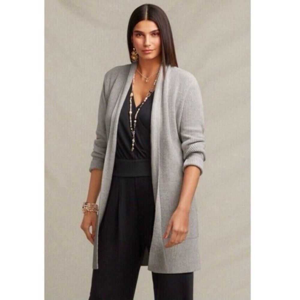 Cabi Grey Exhale Long Line Sweater Cardigan #5445 Size Small